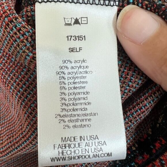 Anthropologie Dolan Red/Blue Multi Abstract Southwestern Knit Open Jacket Large - Picture 11 of 12